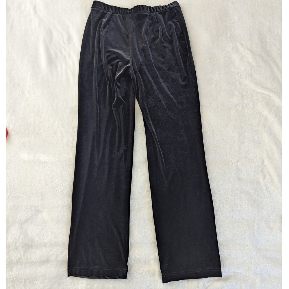 INC Black Velvet‎ Stretch Wide Leg Dress Pants Women's Size 8P Office Holiday